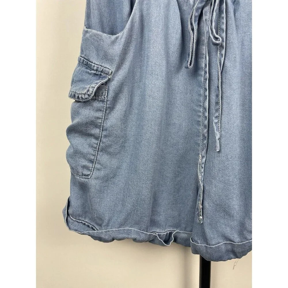 Le Lis Blue Chambray 100% Tencel Strapless Cargo Romper Size S‎ - Picture 4 of 7